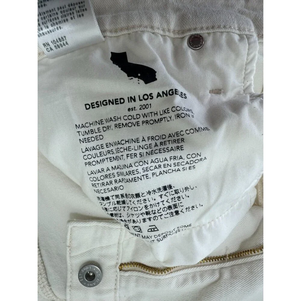 AG Adriano Goldschmied Farrah Boot Crop Jeans 32 High Rise Cream White Wide Leg - Picture 13 of 13